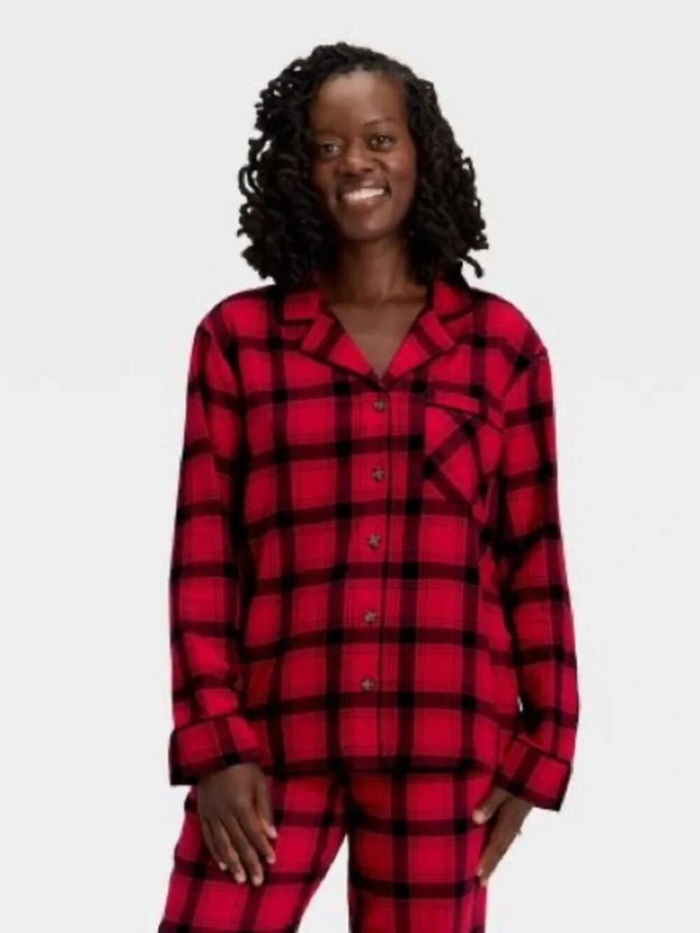 Wondershop Target women’s 2 piece sleep set Family flannel black red plaid XL